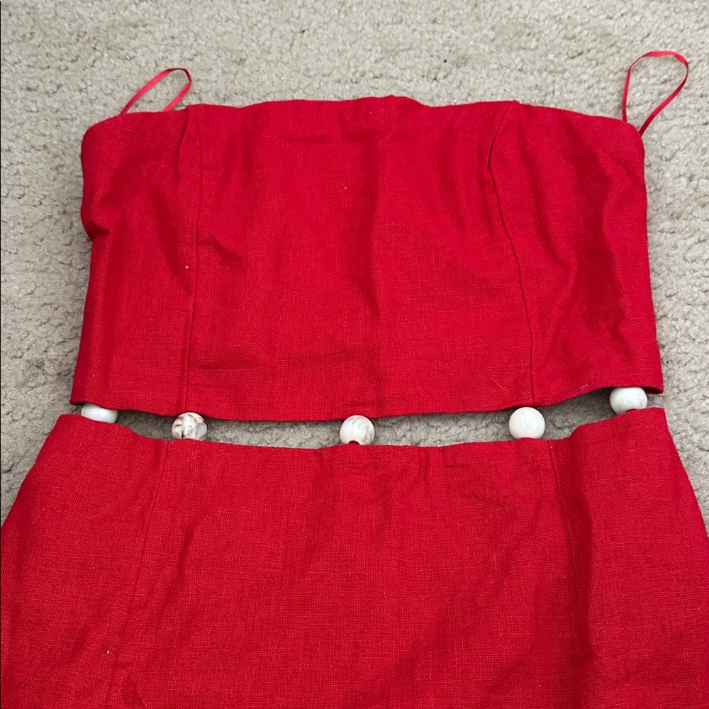 Abercrombie Red Linen Mini Dress - Picture 4 of 5